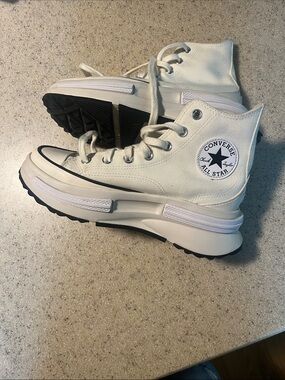 Converse High-Top Chunky Platform Sneakers in Off-White and Black